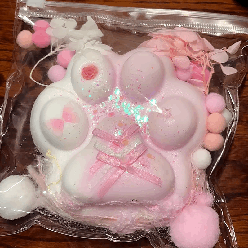 Pink Dotted Cat Paw Squishy